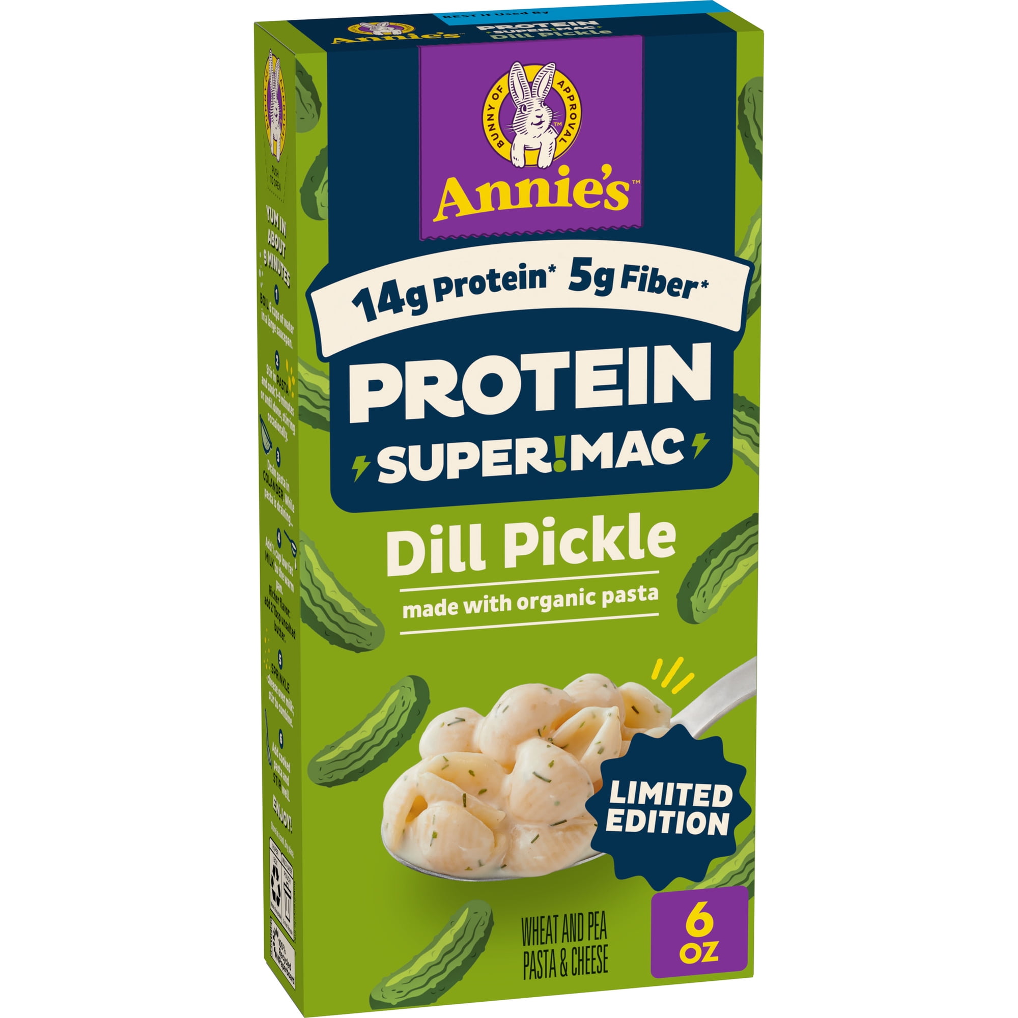 Annie's Protein SUPER! Mac Pasta and Cheese, Limited Edition Dill Pickle Flavor, 6 oz