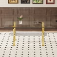 thumbnail image 3 of Dining table. Modern tempered glass dining table. Large modern office desk with gold plated metal legs and gray MDF crossbars, suitable for both home and office use. Kitchen. 71 ''x35.4''x30 '' 1105, 3 of 6