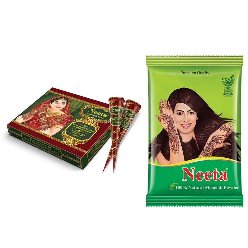 Neeta 100% Natural Henna Cone pcs 12 For Festival Hand Tattoo