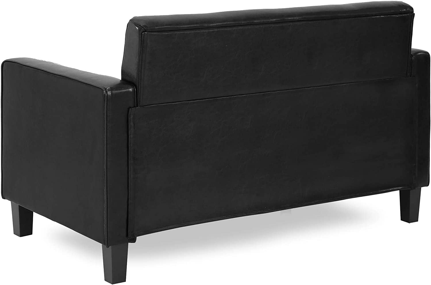 Furinno Brive Contemporary Tufted Loveseat, Black Faux Leather