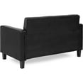 thumbnail image 2 of Furinno Brive Contemporary Tufted Loveseat, Black Faux Leather, 2 of 7