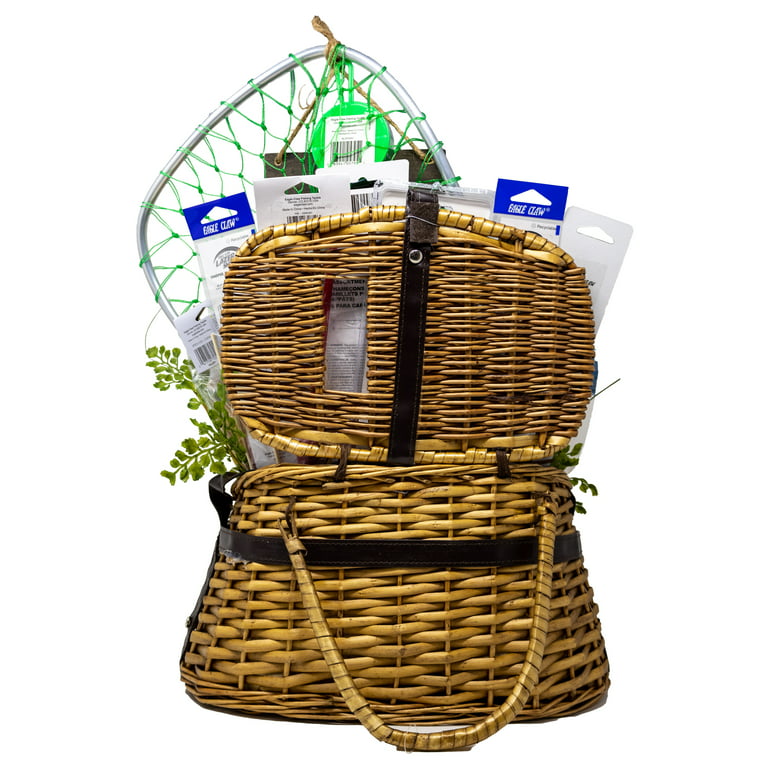 Fishing Creel Gift Basket Jam-Packed with Useful Fishing Equipment