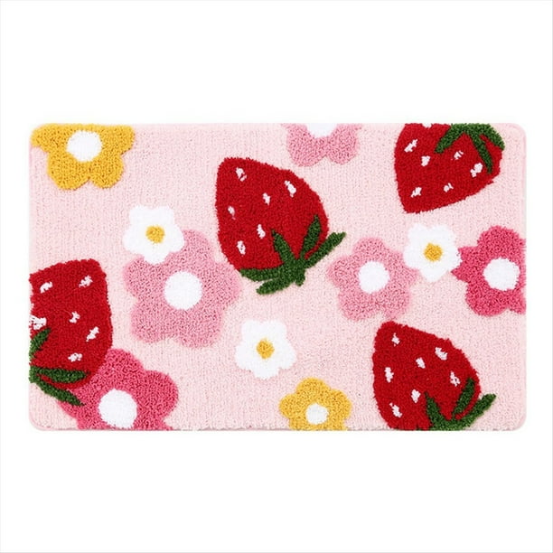 Alfombras de Baño de Color Rosa, Alfombra de Baño de Fresa, Accesorios de Baño, Alfombra de Baño Lavable A Máquina, Alfombra Suave de 50x80cm