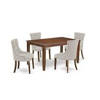 East West Furniture Dining Room Set Mahogany, DUFR5-MAH-05