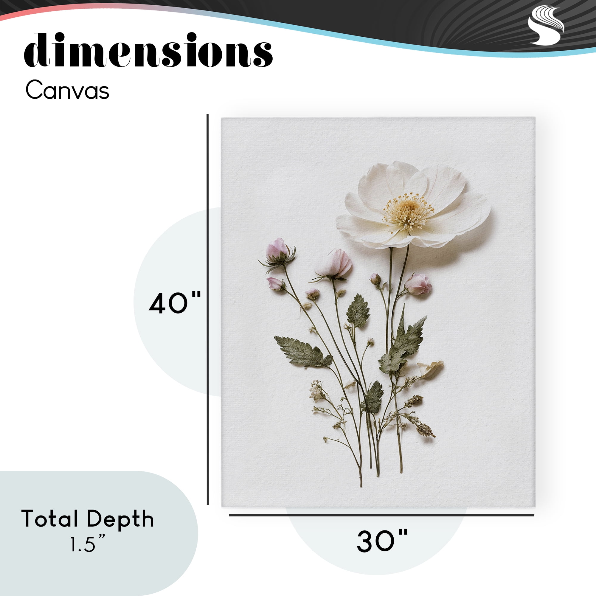 Simple Pressed Flowers Canvas Wall Art, design by Lettered and Lined
