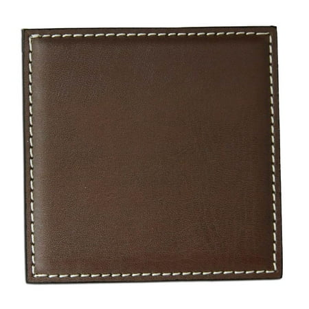 Brown Coaster - Dacasso Brown Leatherette Low Profile Square Coaster