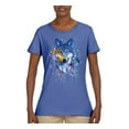 thumbnail image 2 of Wolf Painting Splatter Abstract Art Animal Lover Womens Graphic T-Shirt, Light Blue, 3XL, 2 of 3
