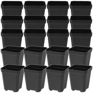 Black Plastic Nursery Pots with Drainage Holes for Indoor Plants and Garden Use 20 Pcs