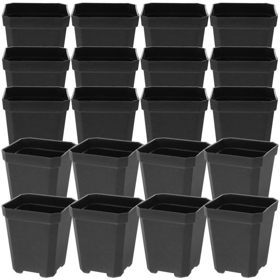 Black Plastic Nursery Pots with Drainage Holes for Indoor Plants and Garden Use 20 Pcs