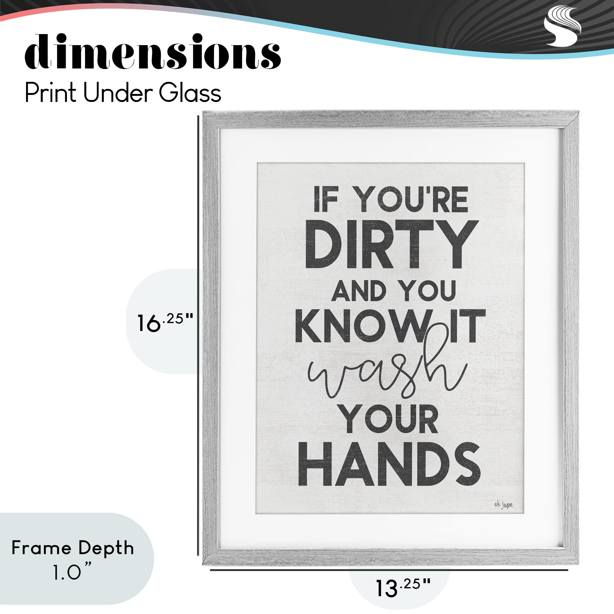 Stupell Industries Dirty & You Know It Reminder Gray Framed Print Under Glass, design by Jaxn Blvd.