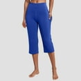 thumbnail image 2 of vigerkar Gym Capri Pants for Women High Waist with Pockets Tummy Control Loose Straight Leg Capri Workout Yoga Pants Blue, L, 2 of 9