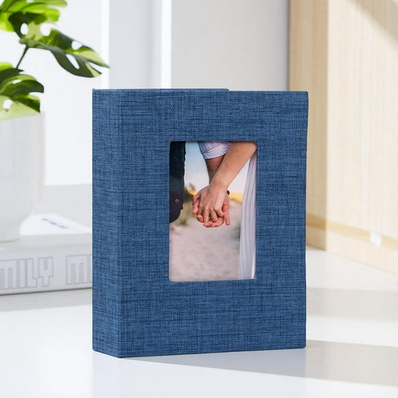 Linen Fabric Photo Album with Front Window, 36-Page 6-Inch Picture Book Holds 72 Photos, Hard Cover Memory Book for Family, Travel, Baby, Wedding & Gift