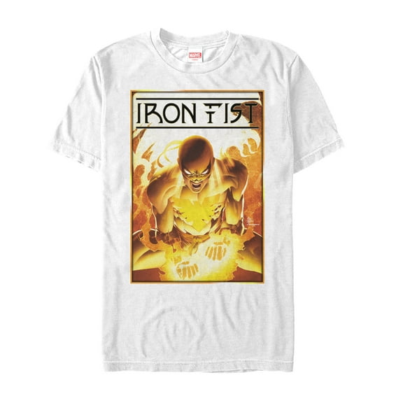 Men's Marvel Iron Fist Flames  Graphic Tee White 2X Large