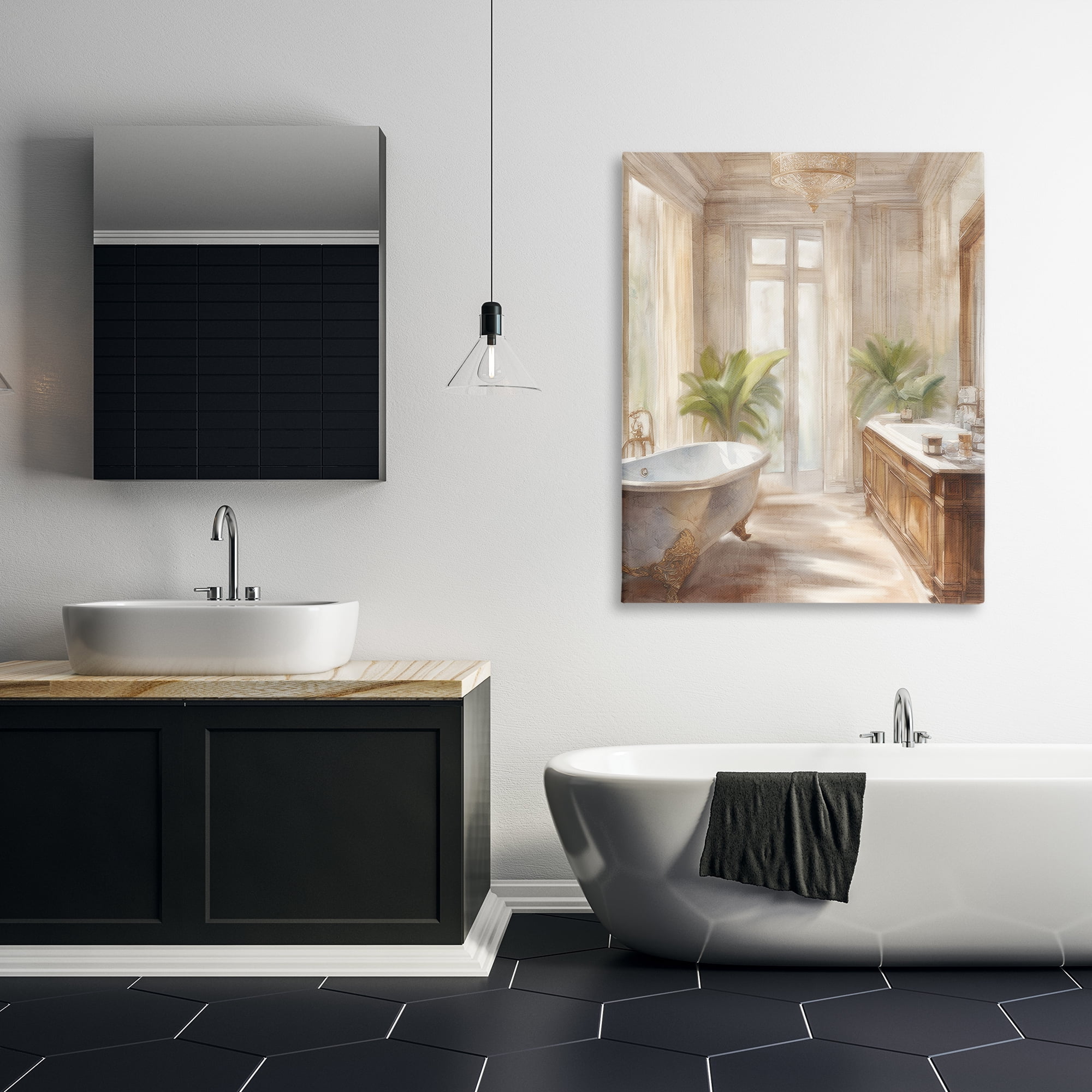 Stupell Industries Serenity Bath Bathroom Painting Canvas Wall Art design by Kim Allen, 48 x 36