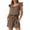 Brown, variant on Women's Summer Sleeveless Shorts Jumpsuit | Elegant Front Tie Round Neck Jumpsuit with Pockets & Lace Trim - Casual for Daily Getaways