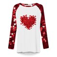 thumbnail image 4 of Penkiiy Women Valentines Day Shirts Round Neck Long Sleeve Casual Heart T Shirt 3XL Red, 4 of 5