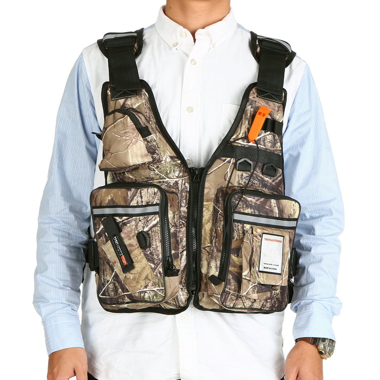JARUSITE Multi-Pockets Fly Fishing Jacket Vest with Water Bottle Holder for  Kayaking Sailing Boating Water Sports