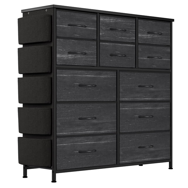 Qinaqin Negro 12- cm de Profundidadrawer Tela Profundidadresser con Convenient Side Pockets Ideal Almacenamiento Solution para Bedrooms Living Rooms Alturaallways y Closets