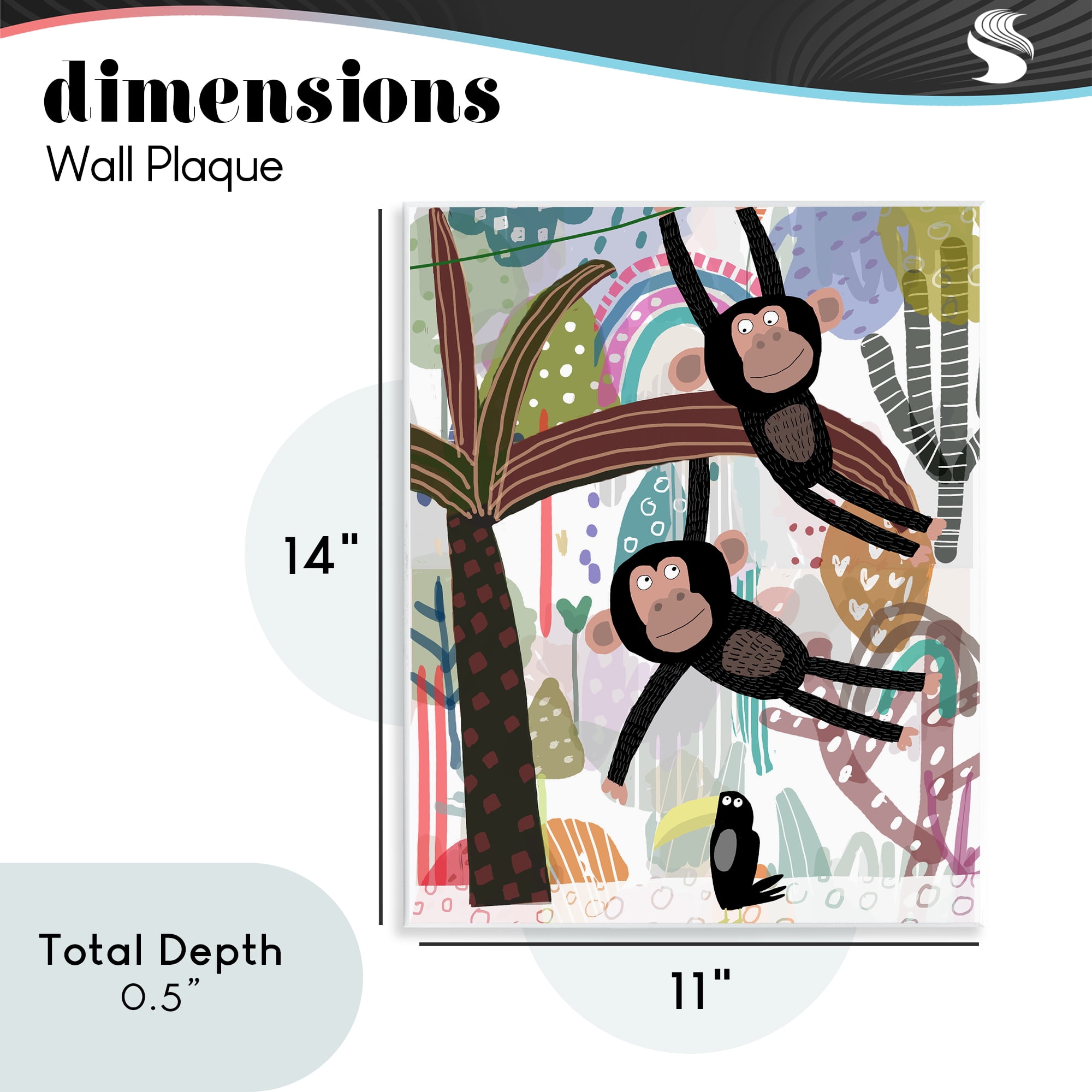 Exotic Monkey & Toucan Wall Plaque Art, design by Carla Daly