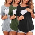 thumbnail image 1 of Vêtements de Grossesse Offres de l'Action de Grâce Liquidation Été Vêtements de Maternité pour Femmes Col Rond Manches Courtes Volants Pli Hauts de Grossesse, 1 of 5