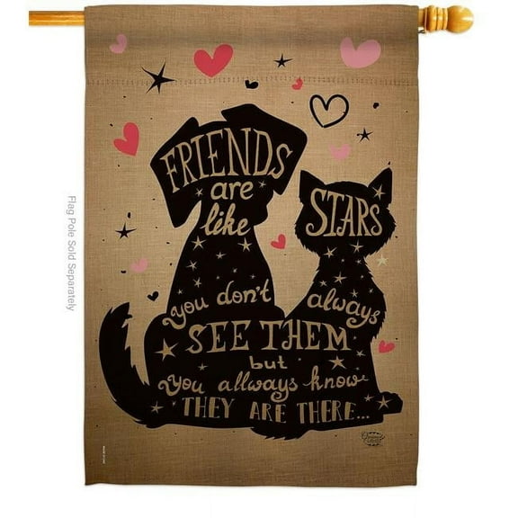 Ornament Collection H191085-BO Friends are like Stars Animals Dog 28 x 40 in. Double-Sided Decorative Vertical House Flags for Decoration Banner Garden Yard Gift