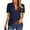 DarkBlue, variant on ONLYSHE Womens Casual Solid Color V Neck Blouse Tops Elegant Short Sleeve Button Down Work Shirt Smooth Loose