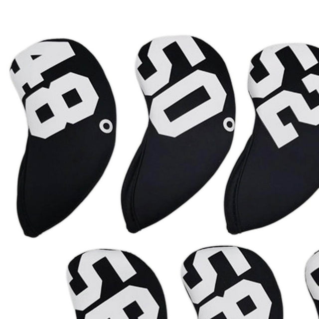 pitrice 7Pcs Golf Club Headcover Iron Head Cover Wedge Protector Sleeve Black Angle