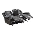 thumbnail image 3 of Istro 76 Inch Manual Recliner Loveseat- Cupholder Console Gray Faux Leather, 3 of 7