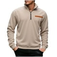 thumbnail image 2 of JUSLIO Zipper Shirts for Men Thermal Fleece Sweatshirts Half-Zip Long sleeve Stand Collar Sweatshirts Khaki S, 2 of 7