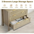 thumbnail image 4 of Rattan Chest of Dressers, Wooden Drawer Dresser, 3 Drawers Rattan Dresser for Bedroom, Living Room, Hallway (Natural-3 Drawers), 4 of 17