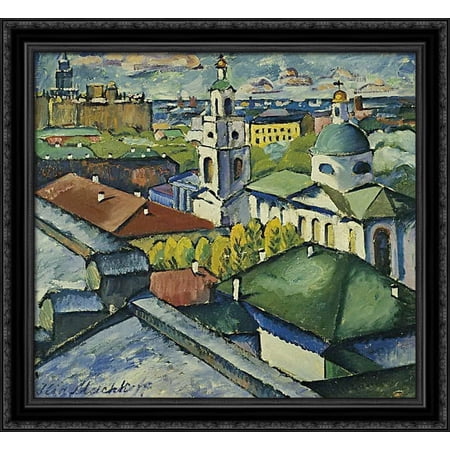 View of Moscow. Myasnitsky district 30x28 Large Black Ornate Wood Framed Canvas Art by Ilya Mashkov