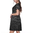 thumbnail image 2 of Naloa Black And White Dotted Print Womens Summer A-Line Dress with Pockets,Short Sleeve Dresses,Flowy Beach Swing Dress for Vacation Travel, 2 of 6