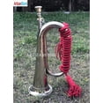 thumbnail image 5 of Boy Scout Nickel Plated Blowing Bugle Attack Command Signal Horn Beautiful Colourful Rope Binding, 5 of 7