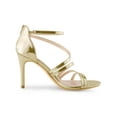 thumbnail image 3 of BLISSFUL STEP Women's Open Toe Strappy Ankle Strap Back Zip Stiletto Heel Sandals Gold 7, 3 of 6