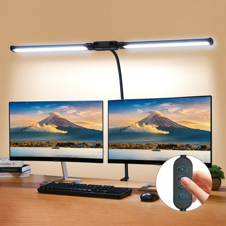 VEVOR LED Desk Lamp with Clamp, Double Head Architect Desk Lamp for Home Office, Eye-Caring Desk Light with 360° Adjustable Gooseneck, 50 Lighting Modes & Timer Function for Studying Working Drawing
