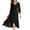Black, variant on Mrat Women's Chiffon Midi Dress V Neck 3/4 Sleeve Pleated Dress Irregular Hem Flowy Midi Length Wedding Guest Dress S-177 Wine XXL