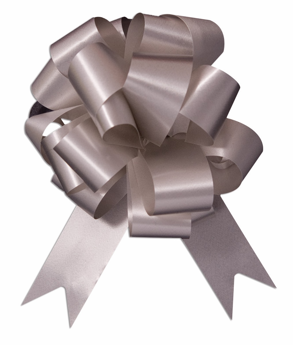 PMU Pull String Bows 5 Inch 20 Loops Silver Pkg/3