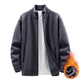 thumbnail image 6 of MaFYtyTPR Men's Zippered Sweater Jacket Stand Collar Long Sleeve Knit Cardigan with Pockets Casual Fall Winter Warm Outerwear A-Dark Gray L, 6 of 6