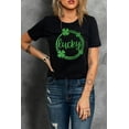 thumbnail image 3 of ABPHQTO Camiseta de manga corta con estampado de trébol de la suerte y lentejuelas de San Patricio negro para mujer, 3 of 5