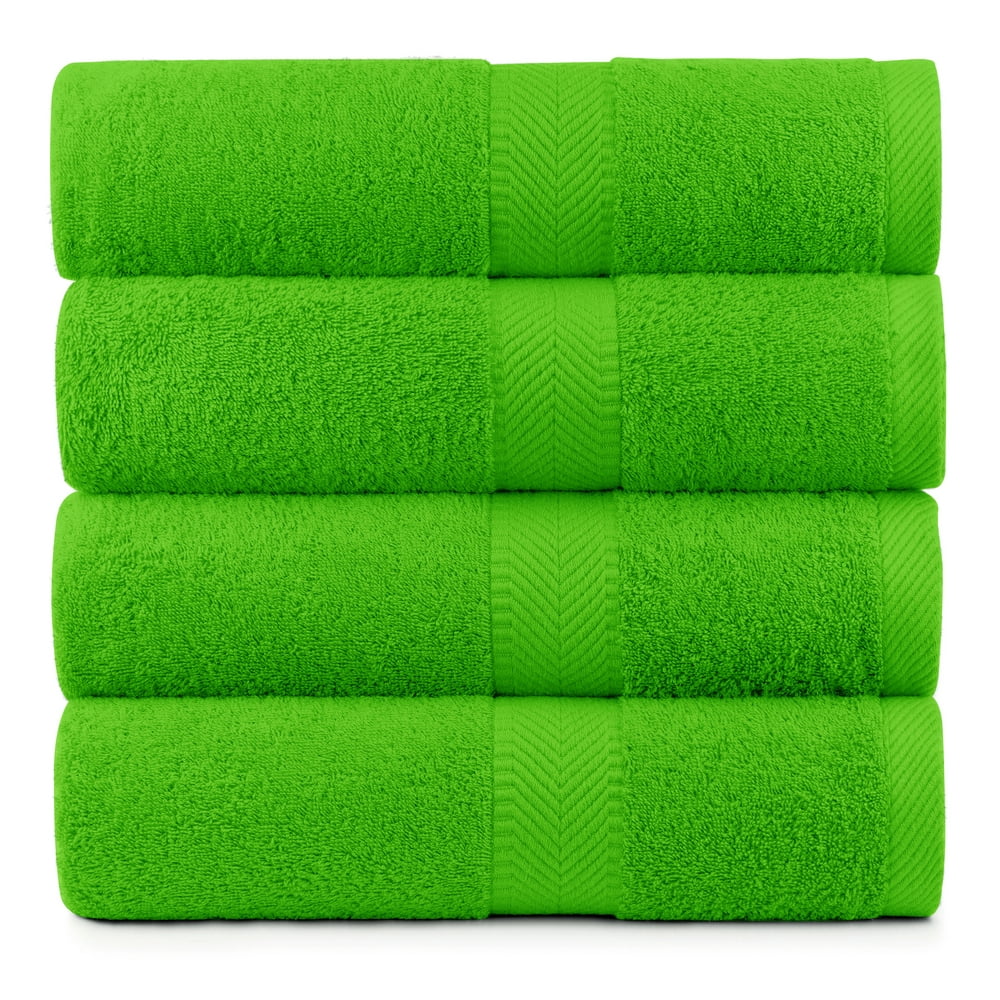Cotton Bath Oversized Towels, Lime, Set of 4