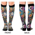 thumbnail image 4 of FORMRS Womens Knee High Socks Casual Long Thick Travel Daily Wear, 1 Pair, Blue Colorful Flowers, 4 of 6
