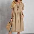 thumbnail image 4 of DGMIOCS Women's Sundress Casual Polyester Boho Fit and Flare Khaki L, 4 of 6