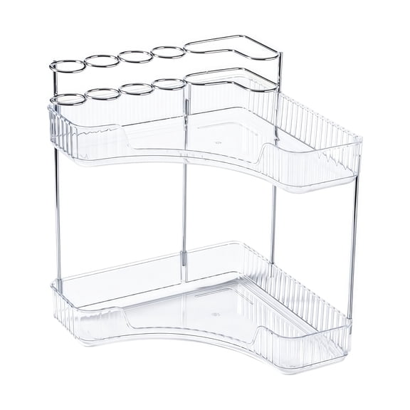 Transparent Double-Layer Makeup Organizer Rack for Cosmetics Storage