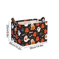 thumbnail image 3 of Canvas Candy Storage Basket,Foldable Rectangular Gift Basket with Handles,Pumpkin Ghost Pattern Decor Organizer Bin for Household Sundry Sorting,White, 3 of 7