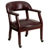 Flash Furniture Sarah Oxblood Vinyl Luxurious Conference Chair with Accent Nail Trim and Casters