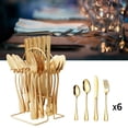 thumbnail image 3 of Juego de cubiertos Perfecl de acero inoxidable 24 piezas con Estante de almacenamiento color oro, 3 of 7
