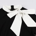 thumbnail image 5 of IWEMEK Women 50s Style Dresses Vintage Swing Dress Short Sleeve Tie Neck Midi Prom Dress with Belt Summer Fall A Line Tea Party Dress XL Black Stripe, 5 of 9