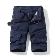 thumbnail image 4 of Pantalones cortos cargo para hombre, pantalones cortos con botones y cremallera para hombre, ropa de trabajo, elegantes pantalones cortos casuales de algodón, nuevos en Harajuku sueltos, 4 of 5