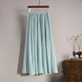 thumbnail image 2 of MIXUE Skirts For Women Summer Solid Color Pleated Elastic High Waist A Line Casual Maxi Skirt Streetwear,Blue,One Size, 2 of 3