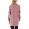 thumbnail image 3 of Coloody Chandails Décontractés pour Femmes à Couleur Unie à Manches Longues, Col Rond, T-Shirts à Poche, Blouses à Enfiler, Tuniques Amples, 3 of 4